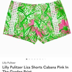 Lilly Pulitzer Liza Shorts Cabana Pink In The Garden‎ Print